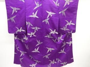 大正ロマン　笹折鶴模様織出し着物